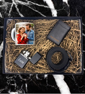 Kişiye Özel Premium Fotoğraf Tasarımlı Kupa Bardak Mekanizmalı Cüzdan Kemer Çakmak Özel Hediye Set
