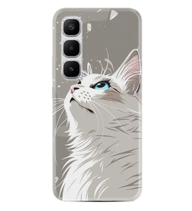 Infinix Hot 60 Kılıf Boutique Baskılı Resimli Beyaz Kedi Pcode -061