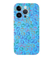Apple iPhone 14 Pro Max Uyumlu Lansman Kılıf Hello Kitty Tasarımlı İçi Kadife Kapak-Mavi (Şeffaf)
