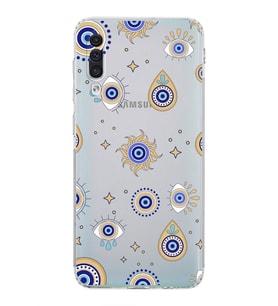 PrintiFy Samsung Galaxy A50s ile Uyumlu Nazar Boncuğu 5  Kamera Korumalı Şeffaf Silikon Kılıf