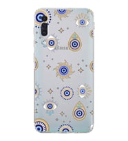 PrintiFy Samsung Galaxy A50s ile Uyumlu Nazar Boncuğu 5  Kamera Korumalı Şeffaf Silikon Kılıf