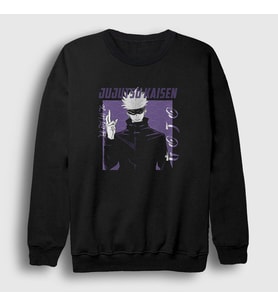 Presmono Unisex Siyah Gojo Anime Jujutsu Kaisen Sweatshirt 130560tt