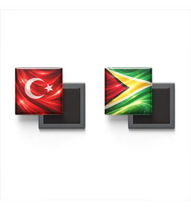 Buzdolap Magnetleri - Guyana Bayrağı ve Türk Bayrağı - 2'li Set Magneti