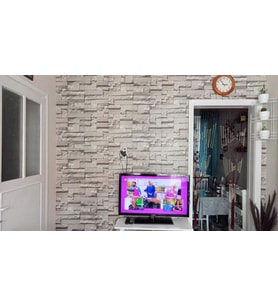 10 Adet 70-77cm Taş Desen Yapışkanlı Duvar Kağıdı Panel NW116 (Yeşil)