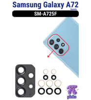 Samsung Galaxy A72 Arka Kamera Camı Lensi Çerçeveli Komple SM-A725F Uyumlu