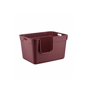 Pribor Yüksek Kenarlı Yarı Açık Kedi Tuvaleti, Geniş ve Kolay Temizlenebilir 54 x 40 x 32 cm Bordo