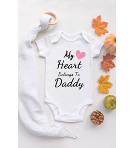 Kız Ekru Bebek Daddy Baskılı Çıtçıtlı Body %100 Pamuklı Zıbın