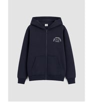 LCW Kids Lacivert Baskılı Erkek Çocuk Kalın Fermuarlı Sweatshirt