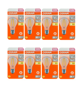(8 Adet) Osram 6,5W (60W) 2700K (Sarı Işık) Dim Edilebilir E27 Duylu (Kalın Duy) Led Şeffaf Ampul
