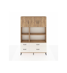 Arges Dolap 8 Raflı 4 Çekmeceli 3 Kapaklı 132x30x195 Çam-Çam/Aytaşı