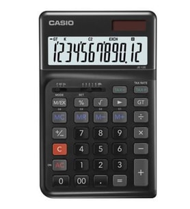 Casio JE-12E-BK Siyah 12 Hane Masa Üstü Ergonomik Tuşlu Hesap Makinesi