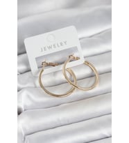 Gold Renk Pirinç Köşeli Kenar Halka 32 mm Kadın Küpe 5886 - HPSBYI9361-6457