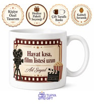 Sinema Temalı Baskılı Kupa Bardak Film Severlere Özel Tasarım Hediye