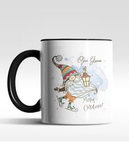 Kişiye Özel Gnome Patenli Cüce Tasarımlı Siyah Kupa (Siyah)