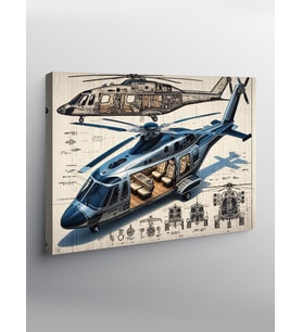 Kanvas Tablo Helikopter Teknik Çizimi