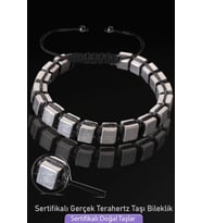 Sertifikalı Küp Model Gerçek Terahertz Taşı Bileklik - Titreşim Taşı (Çok Renkli)