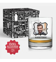 Erkeğe Hediye Fotoğraflı Viski Kadehi Özel Kutusunda