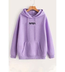 Unisex Nasa Baskılı Sweatshirt (Lila)