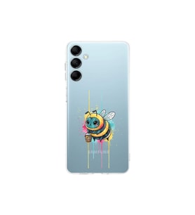Samsung Galaxy M15 ile uyumlu Splash arı tasarımlı şeffaf silikon kılıf