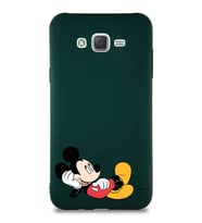 Samsung Galaxy J7 Soft Premier Kapak Mickey Mouse-F Tasarımlı Silikon Kılıf - Yeşil (Şeffaf)