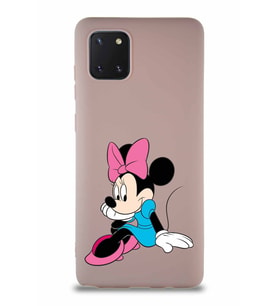 Samsung Galaxy Note 10 Lite Soft Premier Kapak Minnie Mouse-E Tasarımlı Silikon Kılıf - Pudra (Şeffaf)