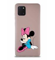 Samsung Galaxy Note 10 Lite Soft Premier Kapak Minnie Mouse-E Tasarımlı Silikon Kılıf - Pudra (Şeffaf)
