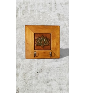 Anahtarlık Duvar Panosu Lotus Çiçeği Askılık Tablo 14,5 × 14,5 × 2,5 cm (Kahverengi)