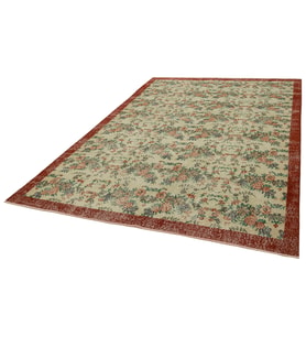 Krem Halı Klasik Stil Floral Motifli El Dokuma Salon Halısı Yatak Odası Dekorasyonu