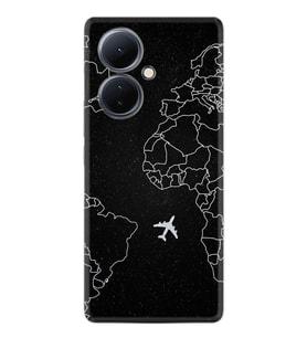 Vivo V29 Lite Kılıf Resimli Desenli Silikon Platinium Series Black Plane 1868