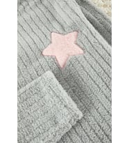 Tarz Rahat Uzun Kollu Boru Paça Yıldız Nakışlı Çizgili Kışlık Wellsoft Örme Pijama Takımı