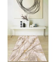 Bej Mermer Görünümlü Kaymaz Tabanlı Dekoratif Halı RV120 - 100 x 160 cm