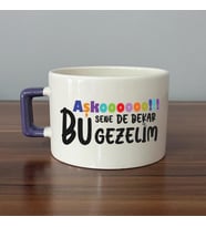 Aşkoooooo Baskılı Mor Kulplu C Fincan