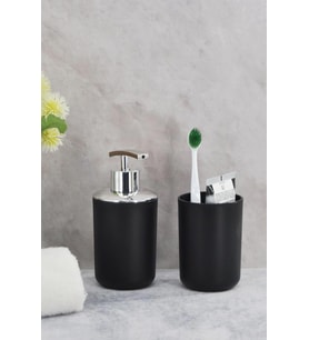 2'li Set Siyah, Diş Fırçalık Ve Sıvı Sabunluk - Brasil Model