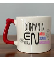 Dünyanın En Annesi Baskılı Kırmızı Kulplu D Kupa