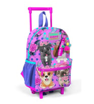 Minik Yuva Çekçekli Sırt Çantası Pembe Köpek Desenli İki Bölmeli 24050