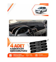 RENAULT SYMBOL AİRBAGLİ (2008-2011) Uyumlu Ön Torpido Koruma Kılıfı Halısı - Siyah Bej
