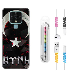 Tecno Camon 16 18P Pova 3 Pova Neo Kılıf Kablo Koruma Spiral Silikon Göktürk 1394
