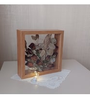 Ledli 25x25 Cm Çift Yönlü Bambu Derin Gül Çerçevesi! Gelin Buketi Çerçevesi!