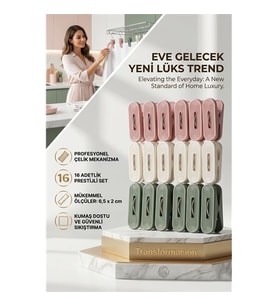 Lüks Çamaşır Mandalı Seti  16'lı Çelik Yaylı İz Bırakmaz Profesyonel Mandal 723087