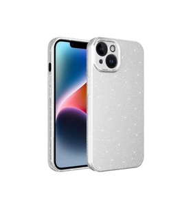 Apple iPhone 14 Plus Uyumlu Kılıf Kamera Korumalı Simli Lüks Zore Koton Kapak (Beyaz)