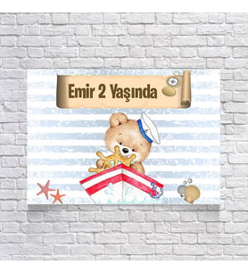 Denizci Ayıcık Temalı Doğum Günü Afişi