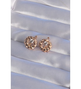 XUPİNG Rose Renk Oval Zirkon Taşlı Burgu Model Küpe 5886 - SSSSSS5311-5598