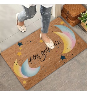 Valerine Life Ay ve Yıldız Temalı Hoş Geldiniz Kapı Önü Paspası 45x70cm