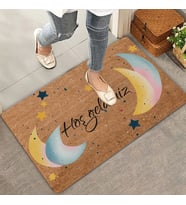 Valerine Life Ay ve Yıldız Temalı Hoş Geldiniz Kapı Önü Paspası 45x70cm (Kahverengi)