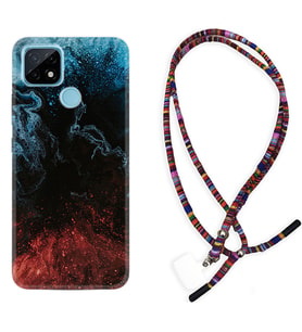 Realme C11 C21 C21Y C25Y C11 2021 Kılıf Boyun Asklı Rasta Silikon Red Blue Black Abstact 1386