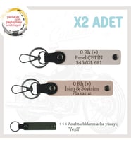 Hız Severlere Özel, İsim Plaka ve 0 Rh (+) Kan Grubu Yazılı x2 Anahtarlık Set, Yavruağzı-Pudra-Ysl (Çok Renkli)