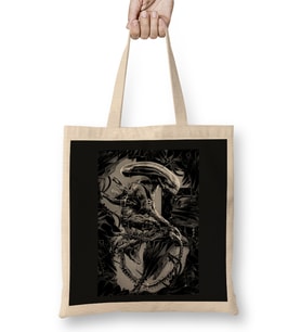 Alien Xenomorph Black And White Bez Çanta Uzun Saplı