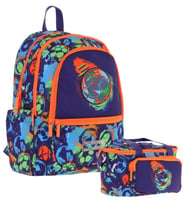 Kaukko Kids Erkek Çocuk Okul Çantası ve Isı Yalıtımlı Beslenme Çantası Seti (L5269+L7269) Futbol Topu Baskılı - Lacivert Turuncu (Çok Renkli)