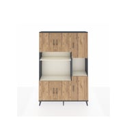 Arges Dolap 9 Raflı 6 Kapaklı 132x30x195 Antrasit-Çam/Aytaşı