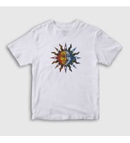 Presmono Unisex Çocuk Beyaz Mosaic Sun Moon Güneş Ay T-Shirt 408068tt (Beyaz)